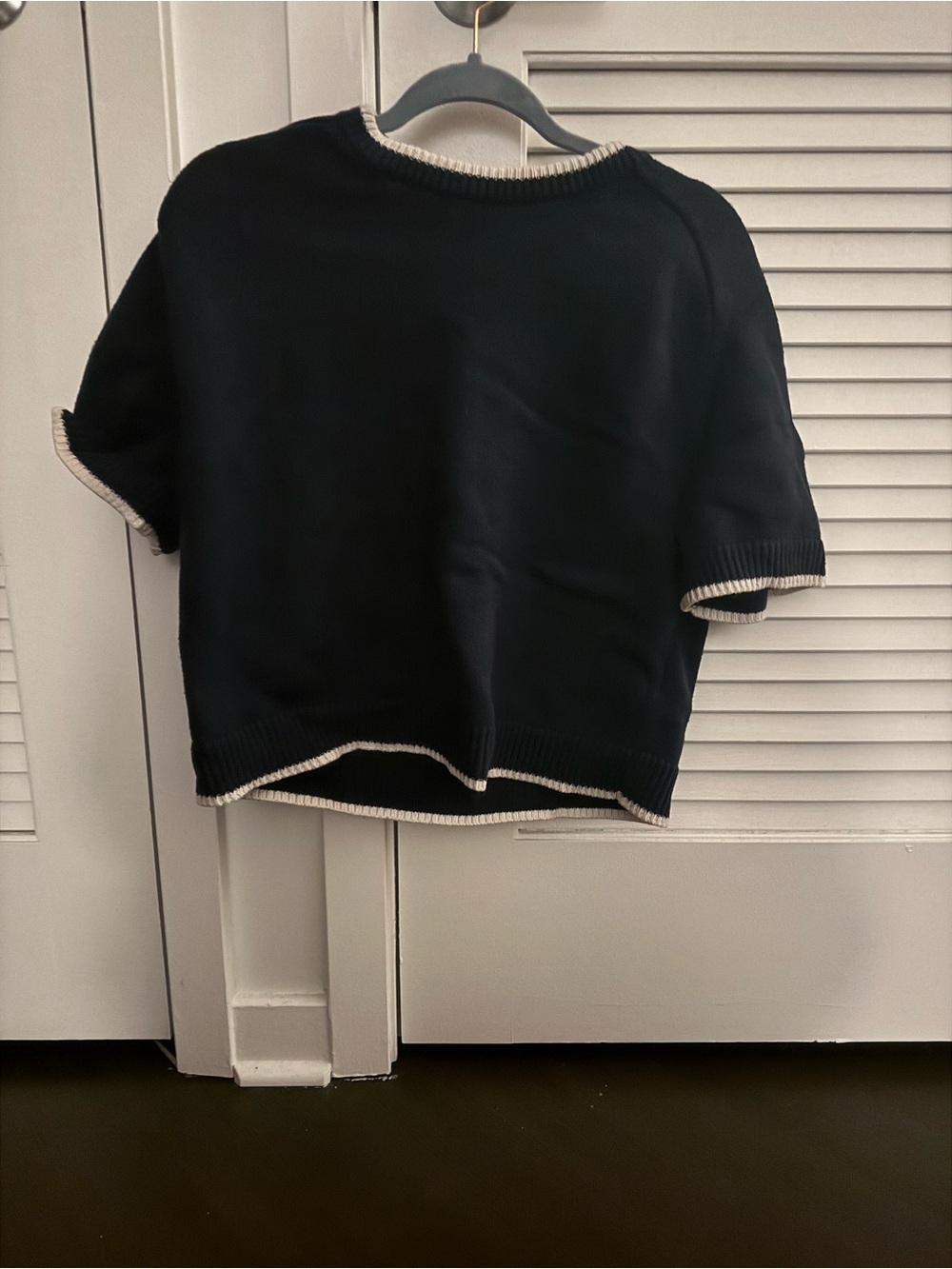 Abercrombie & Fitch Navy Sweater Top with Cream Trim